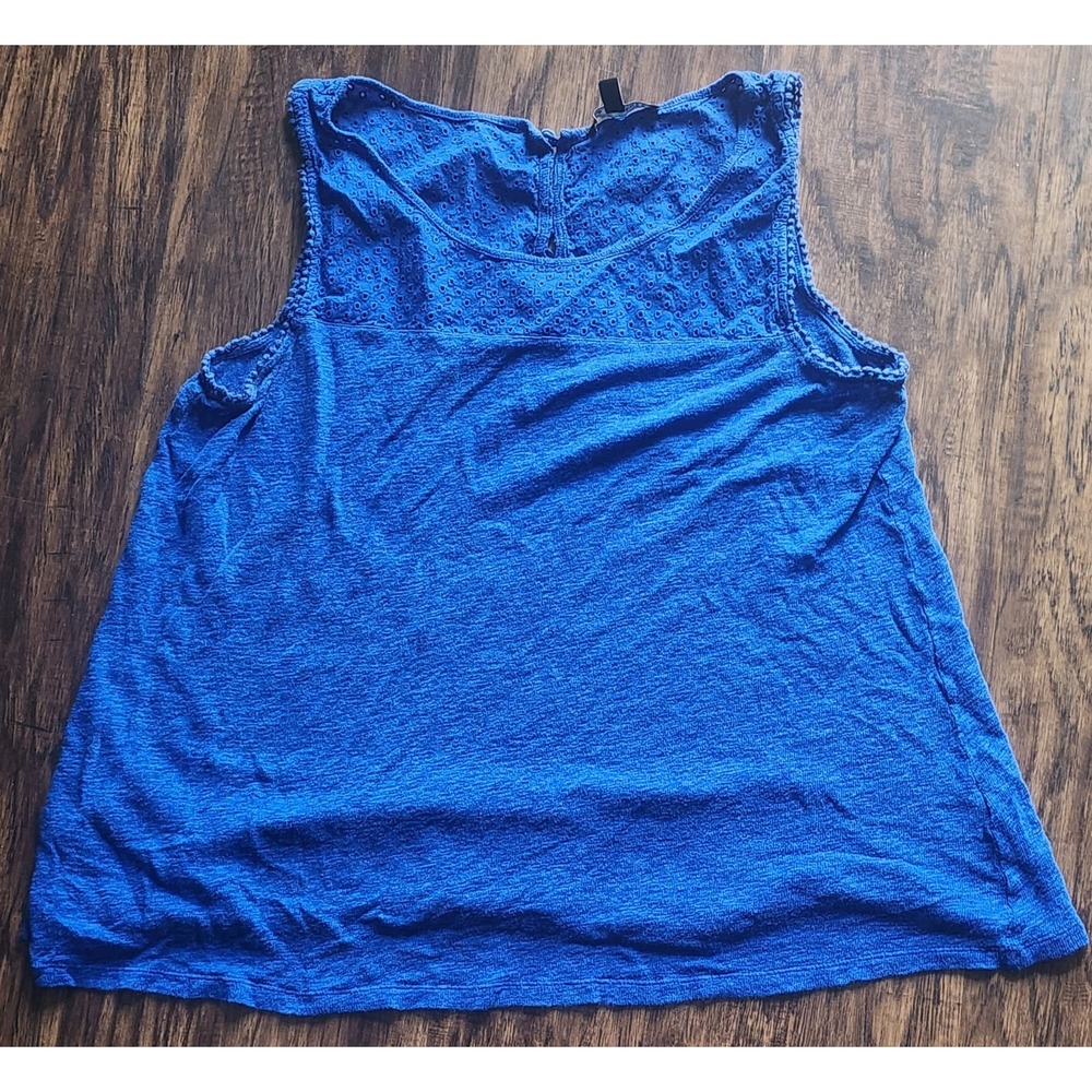 Cable & Gauge Tank Top Extra Large  Blue Scoop Neck Sleeveless XL Women's